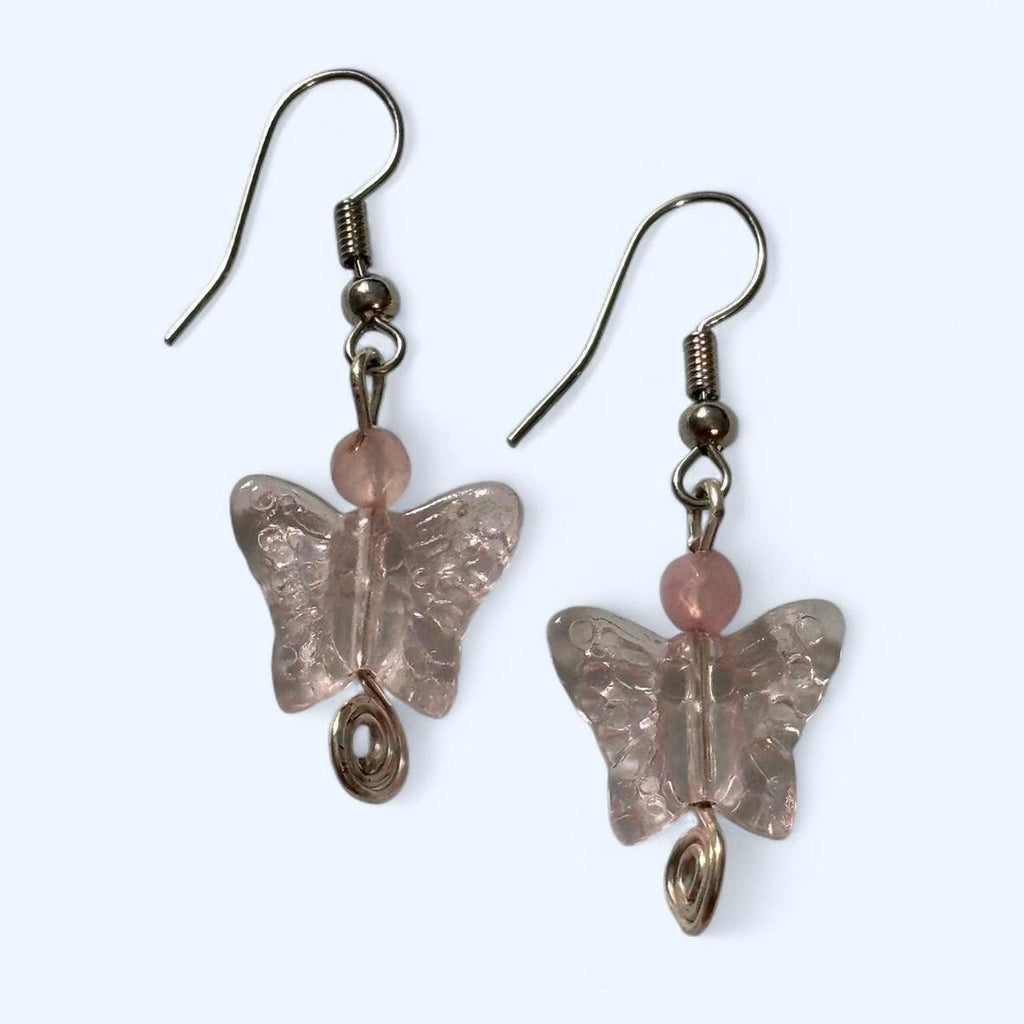 Pink butterfly earrings