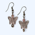Pink butterfly earrings