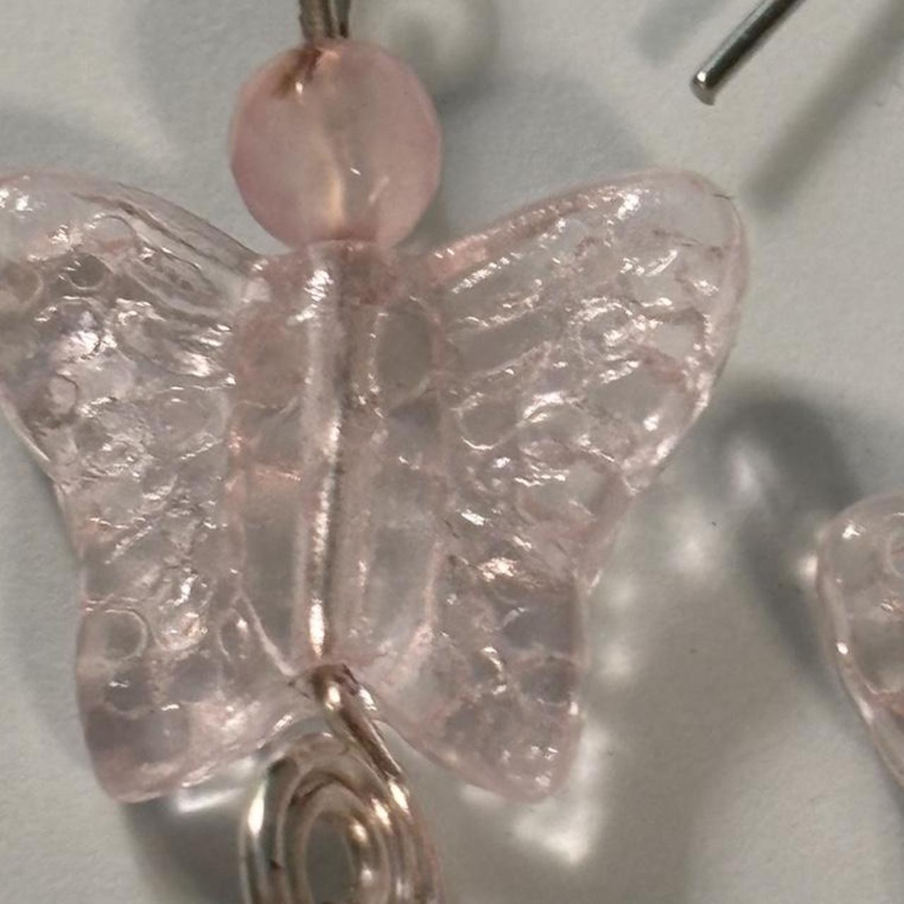 Pink butterfly earrings