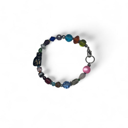 Black cat mixed bead bracelet