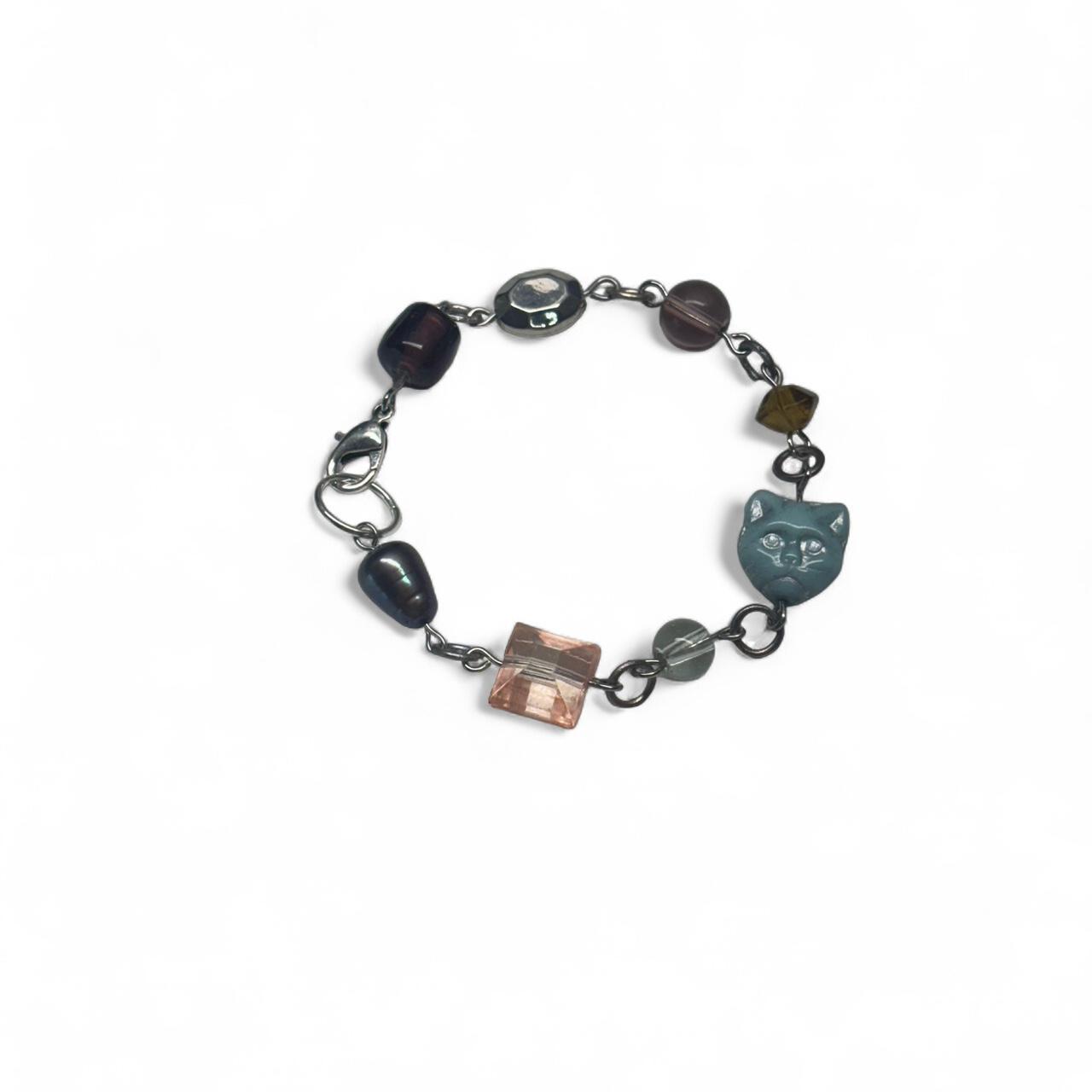 Blue cat beaded bracelet